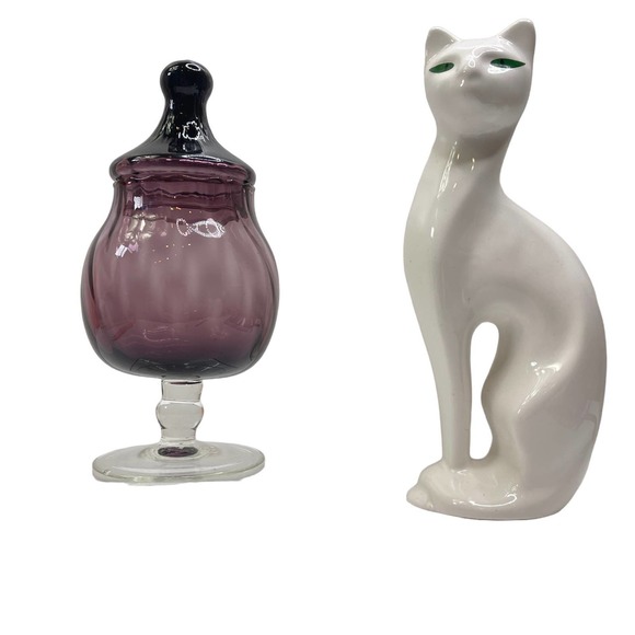 Vintage MCM Italian 8" ART GLASS JAR Amethyst APOTHECARY - Picture 1 of 8
